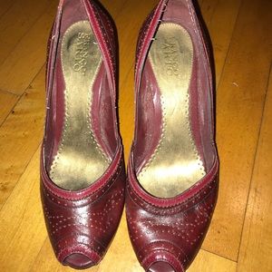 Red peep toe Franco Sarto heels